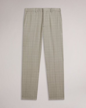 Light Grey Ted Baker Botants Wool Check Suit Trousers Suits | QCVZEUY-12