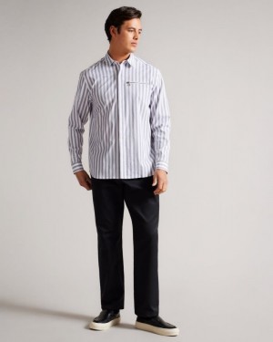 Light Grey Ted Baker Iler Striped Shirt Shirts | YQLSPZA-72