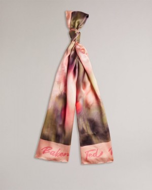 Light Pink Ted Baker Bettiio Blurred Floral Long Silk Scarf Scarves | NOEGHDJ-52