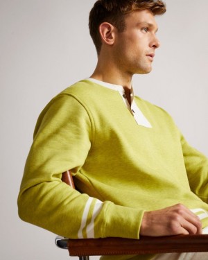 Lime Ted Baker Cultra LS Henley sweatshirt Tops | RJGWYOL-13