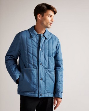 Medium Blue Ted Baker Skelton Quilted Workwear Jacket Coats & Jackets | IUGARYJ-21