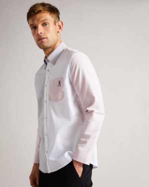 Multicoloured Ted Baker Foster LS Colour Block Oxford Shirt Shirts | QONFEPX-01