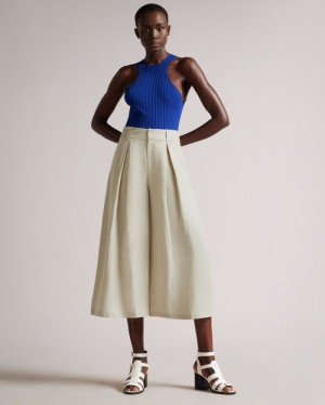 Natural Ted Baker Avinia Extra Wide Palazzo Tailored Culotte Trousers & Shorts | RCSNMHK-98