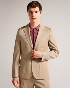 Natural Ted Baker Heddonj Single Breasted Jacket Suits | WDOYLJG-04