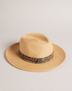 Natural Ted Baker Hurrca Straw Hat Hats & Caps | AQRJZSW-84