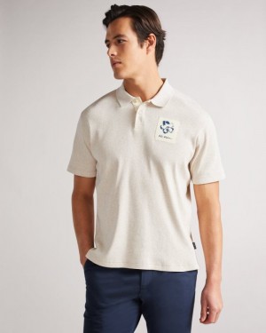 Natural Ted Baker Marden Short Sleeve Ribbed Polo Shirt Polo Shirts | SONGUWL-78