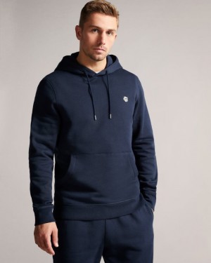 Navy Ted Baker Hendon Hooded Sweatshirt Sweatshirts & Hoodies | ICPQADU-80