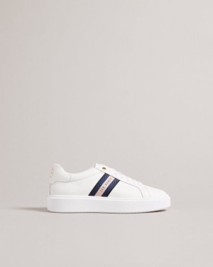 Navy Ted Baker Lornie Platform Webbing Trainers Trainers | FBODNJT-85