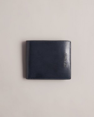 Navy Ted Baker Sammed Folded Leather Wallet Wallets & Cardholders | GPEMALI-69