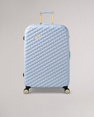 Pale Blue Ted Baker Bellu Bow Detail Large Case 79x53x31cm Suitcases & Travel Bags | YBCDOMA-16