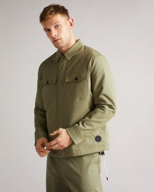 Pale Green Ted Baker Roster Cavalry Twill Wadded Jacket Coats & Jackets | VCSEWAT-27
