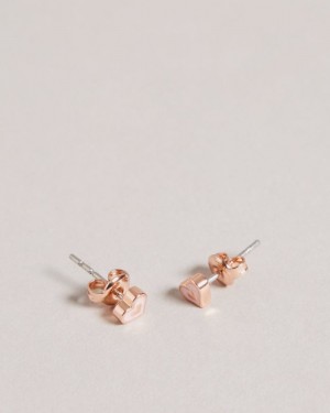 Pale Pink Ted Baker Eeliott Enamel Heart Nano Stud Earring Jewellery | LFYJOTU-10