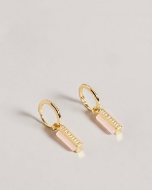 Pale Pink Ted Baker Gwennie Gem Bar Huggie Earrings Jewellery | DPVGYRA-13