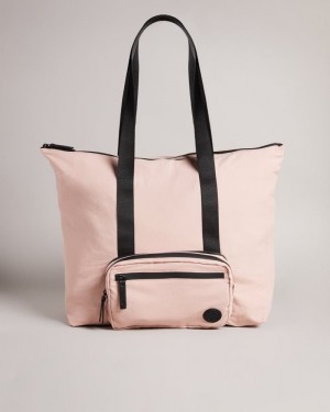 Pale Pink Ted Baker Resmay Foldaway Tote Bag Tote Bags | HMVDIGA-47