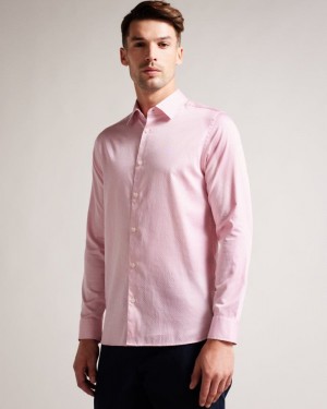 Pale Pink Ted Baker Willet Long Sleeve Geometric Print Shirt Shirts | XTKSHJY-32