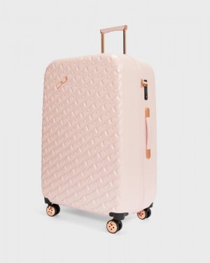 Pink Ted Baker Bellu Bow Detail Large Case 79x53x31cm Suitcases & Travel Bags | LWGMCIT-13