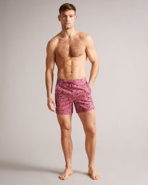 Pink Ted Baker Seaward Paisley Printed Swim Shorts Swimwear & Beachwear | AOBGJYE-61