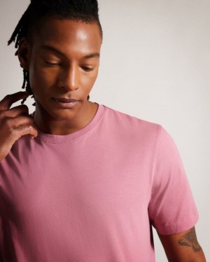 Pink Ted Baker Tywinn Short Sleeve Regular Fit Plain T-shirt Tops | KMIWCSP-71
