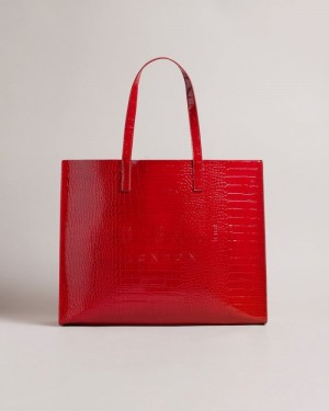 Red Ted Baker Allicon Mock Croc Icon Tote Bag Icon Bags & Signature Bags | ZBSMYAQ-16