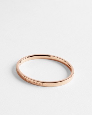 Rose Gold Colour Ted Baker Clemina Hinged Bangle Jewellery | XAGTRVD-05
