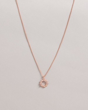 Rose Gold Colour Ted Baker Cresar Calypso Crystal Hoop Pendant Necklace Jewellery | BDOWZRE-06