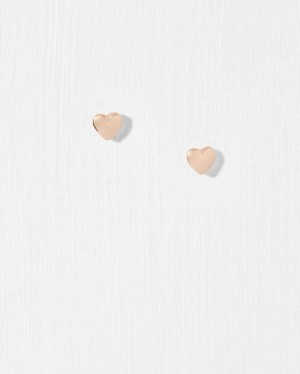 Rose Gold Colour Ted Baker Harly Heart Stud Earrings Jewellery | KOIEVUY-39
