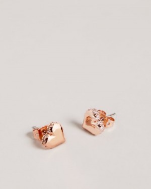 Rose Gold Colour Ted Baker Sersy Sparkle Heart Stud Earrings Jewellery | PMJTSBW-81