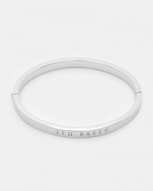 Silver Colour Ted Baker Clemina Hinged Bangle Jewellery | XEVMZKQ-82
