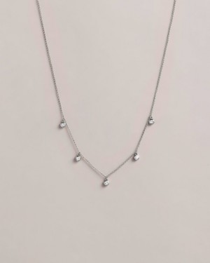 Silver Colour Ted Baker Clemmee Crystal Droplet Necklace Jewellery | ZCSEGOD-84