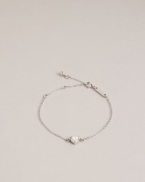 Silver Colour Ted Baker Hansaa Crystal Heart Bracelet Jewellery | UYCFJMK-91