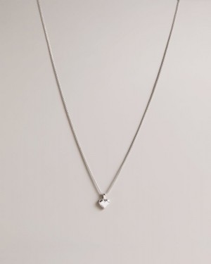 Silver Colour Ted Baker Sarroha Sparkle Heart Pendant Necklace Jewellery | BHZOISX-04
