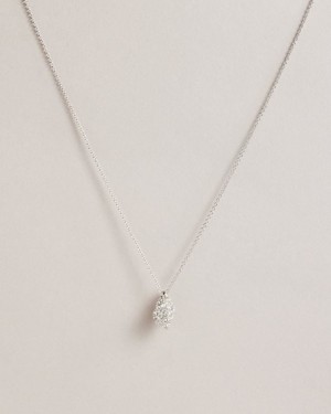 Silver Colour Ted Baker Sorayaa Crystal Shell Pendant Necklace Jewellery | QAFYCWN-53