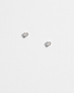 Silver Ted Baker Neenia Nano Heart Stud Earrings Jewellery | ZLRMEUT-91