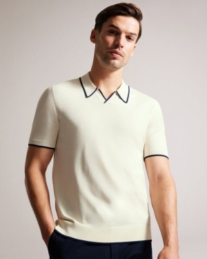 Stone Ted Baker Stortfo Short Sleeve Rayon Polo Shirt Polo Shirts | QAWGECV-67
