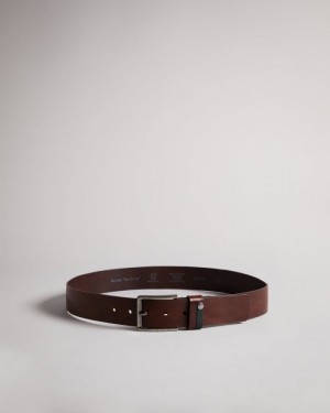 Tan Ted Baker Keepsak Contrast Detail Leather Belt Belts | IKAUDPF-84