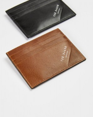 Tan Ted Baker Rifle Embossed Corner Leather Cardholder Wallets & Cardholders | DGHAFIY-15