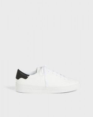 White-Black Ted Baker Kimmii Tumbled Leather Trainers Trainers | VCZUSTY-65