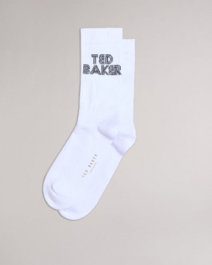 White Ted Baker Bransk Branded Socks Socks | SXKCVQT-38