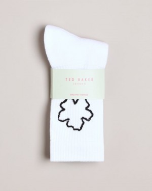 White Ted Baker Magsok Sports Socks With Magnolia Socks | SFYTEVN-54