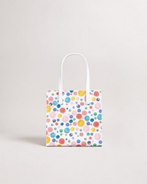 White Ted Baker Maxicon Flirty Texture Monster Spot Small Icon Tote Bags | RWAYPDQ-59