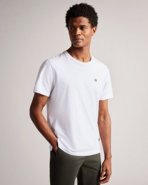 White Ted Baker Oxford Short Sleeve T Shirt Tops | FHBUOEL-95
