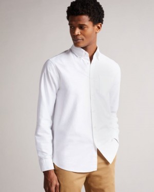 White Ted Baker Paplet Long Sleeve Oxford Shirt Shirts | KPVXHFB-36