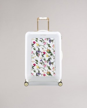 White Ted Baker Raiden Scattered Bouquet Medium Trolley Case Suitcases & Travel Bags | PXRTSEK-87