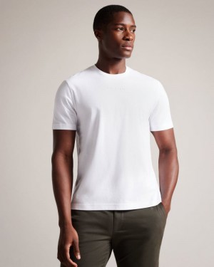 White Ted Baker Wilkin Short Sleeve Branded T-Shirt Tops | XOICFDP-37
