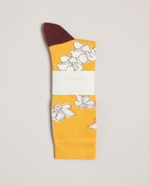 Yellow Ted Baker Britesk Bright Floral Socks Socks | BPHMNTJ-63