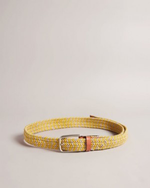 Yellow Ted Baker Callen Woven Elasticated Belt Belts | UTPEOKI-45