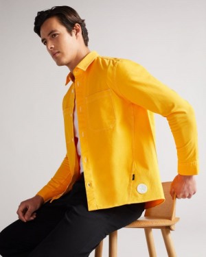 Yellow Ted Baker Leytun Twill Shacket Coats & Jackets | GSPVZNU-18