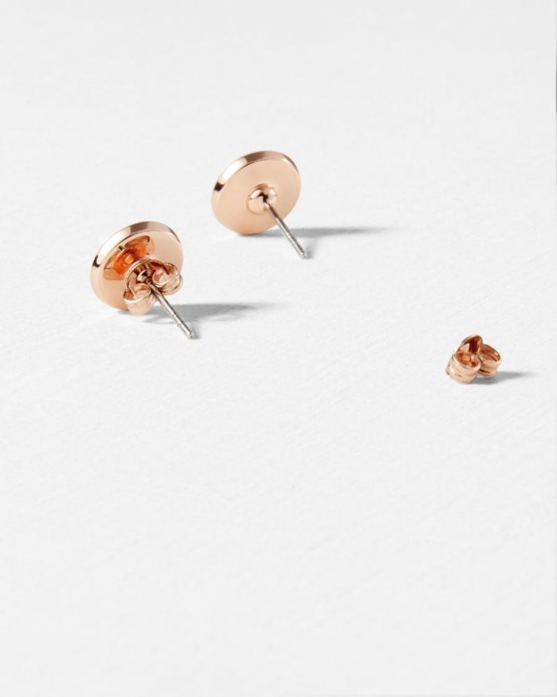 Baby Pink Ted Baker Eisley Enamel Button Stud Earrings Jewellery | EYPCQSK-07
