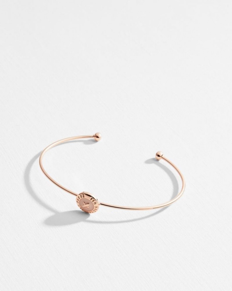 Baby Pink Ted Baker Elvas Enamel Button Bangle Jewellery | GUZMYKC-80