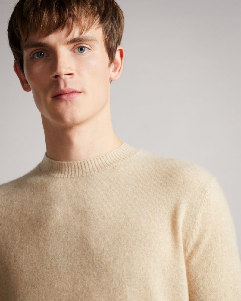 Beige Ted Baker Chaplin Cashmere Crew Neck Jumper Jumpers & Knitwear | FUEWCIT-38